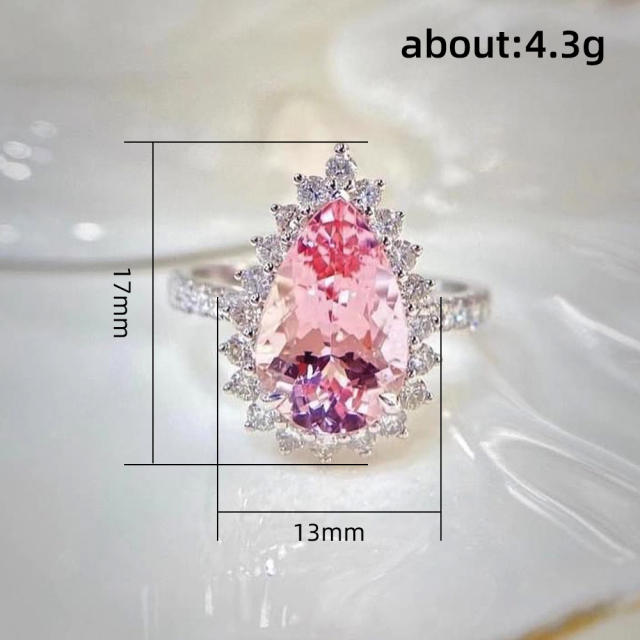 Pearl cute pink crystal diamond rings