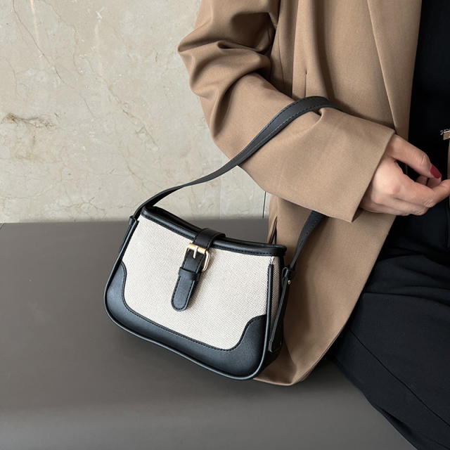 Color matching canvas women shoulder bag crossbody bag