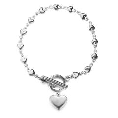 Korean fashion heart charm toggle stainless steel bracelet