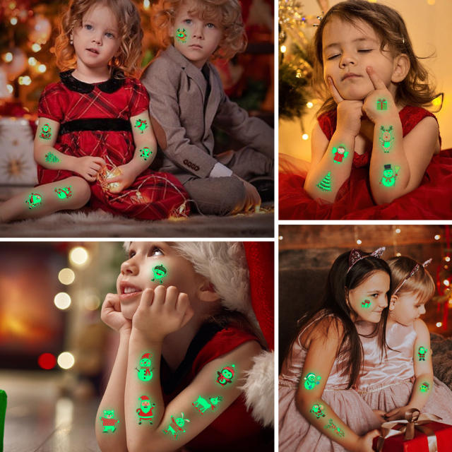 Christmas series waterproof night glow stickers for kids
