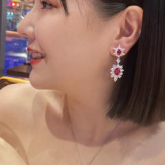 Luxury ruby statement diamond earrings