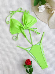Sexy plain color strappy bikini