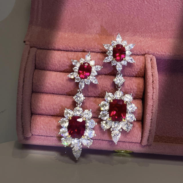 Luxury ruby statement diamond earrings