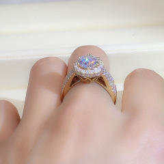Luxury faux moissanite round shape wedding rings 2 carat
