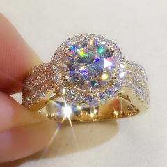 Luxury faux moissanite round shape wedding rings 2 carat