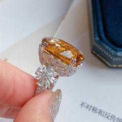 Oval shape topaz statement rings