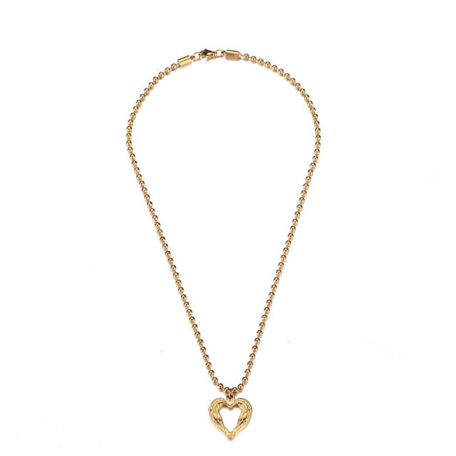Occident fashion bead chain heart pendant stainless steel necklace