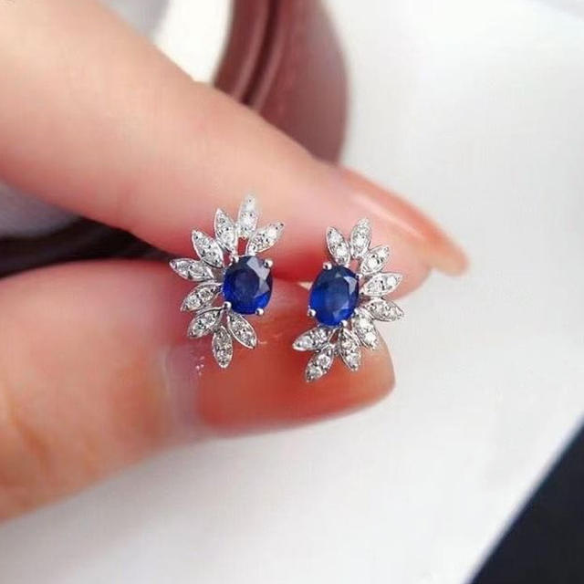 Elegant sapphire statement diamond studs earrings