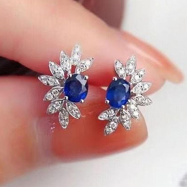 Elegant sapphire statement diamond studs earrings