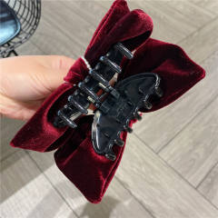 Winter design velvet bow hair claw clips