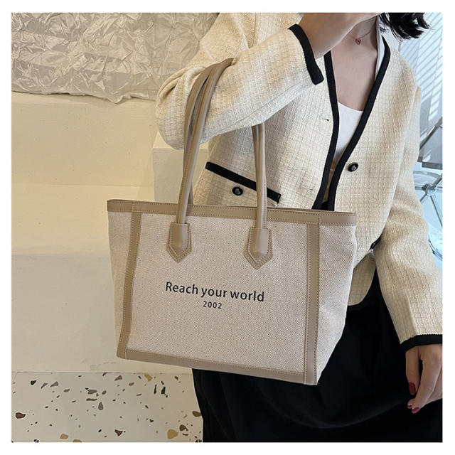 Fashion canvas letter tote bag for women