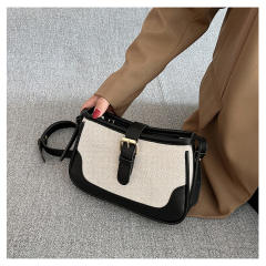 Color matching canvas women shoulder bag crossbody bag