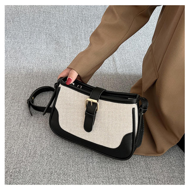 Color matching canvas women shoulder bag crossbody bag
