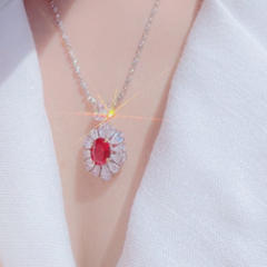 Luxury ruby crystal statement necklace earrings rings set