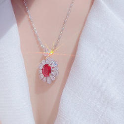 Luxury ruby crystal statement necklace earrings rings set