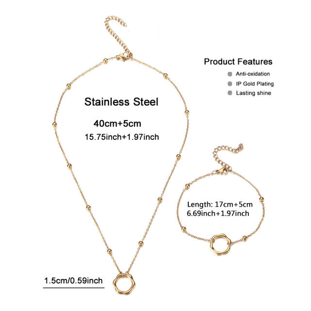 Occident fashion circle stainless steel necklace set