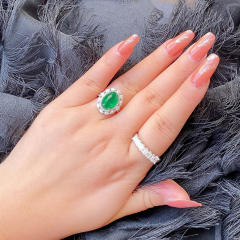 Oval shape emerald statement rings