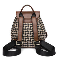 Autumn vintage PU leather Houndstooth backpacks