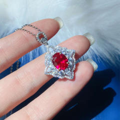 Ruby crystal statement necklace rings set
