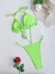 Sexy plain color strappy bikini