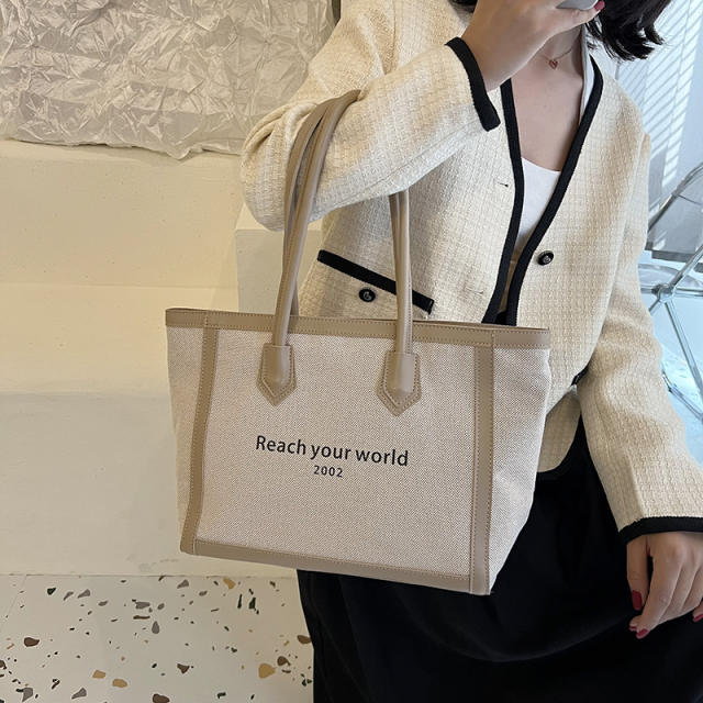 Fashion canvas letter tote bag for women