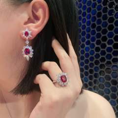 Luxury ruby statement diamond earrings