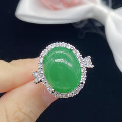 Oval shape jade statement rings