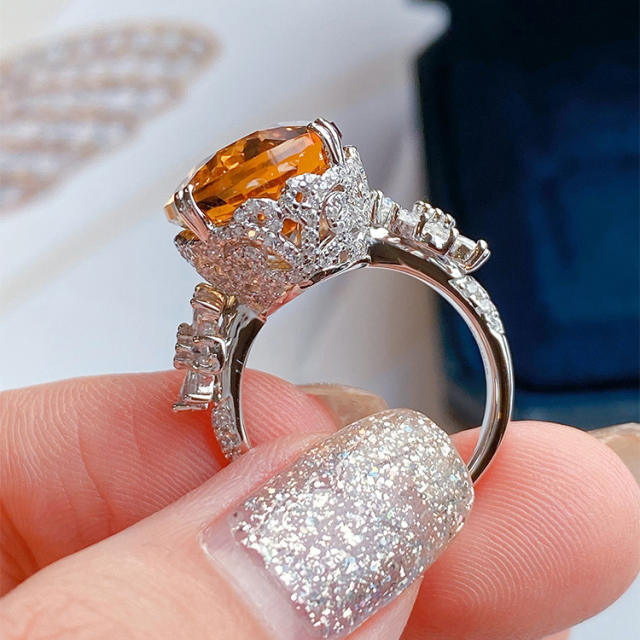 Oval shape topaz statement rings