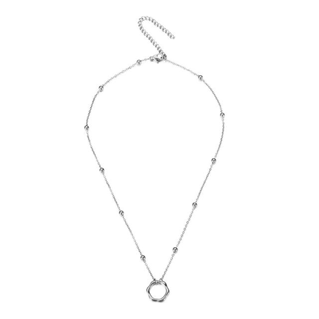 Korean fashion circle necklace stainless steel necklace