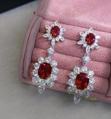 Luxury ruby statement diamond earrings