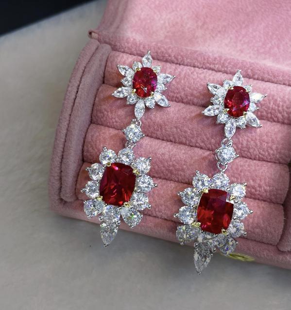 Luxury ruby statement diamond earrings