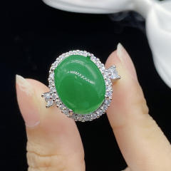Oval shape jade statement rings