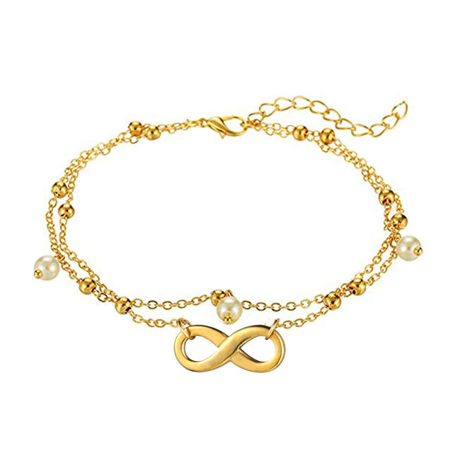 Occident fashion infinity two layer stainless steel anklet