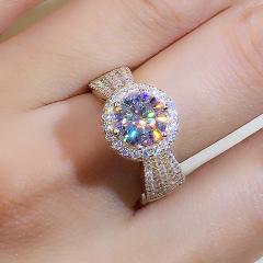 Luxury faux moissanite round shape wedding rings 2 carat