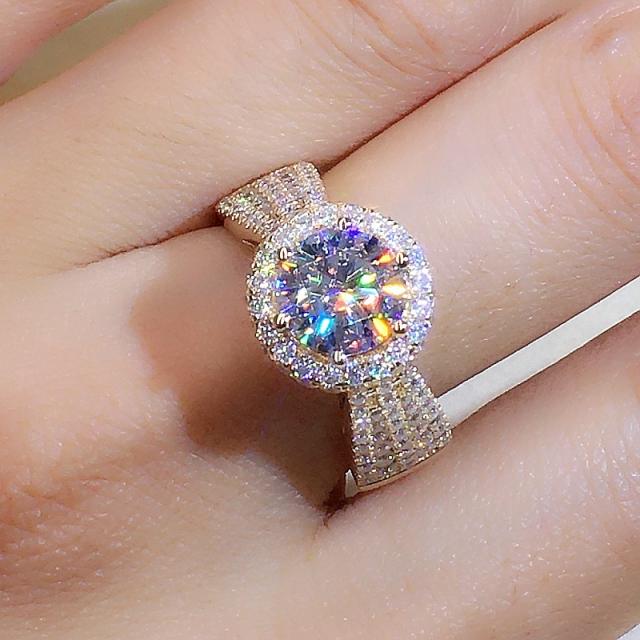 Luxury faux moissanite round shape wedding rings 2 carat
