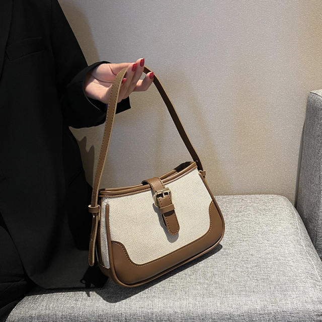 Color matching canvas women shoulder bag crossbody bag