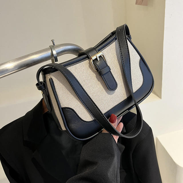 Color matching canvas women shoulder bag crossbody bag