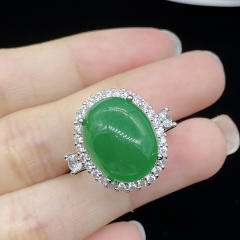 Oval shape jade statement rings