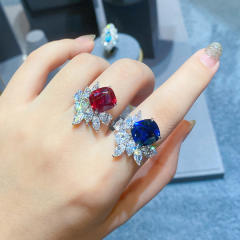 Luxury princess cut ruby sapphire rings