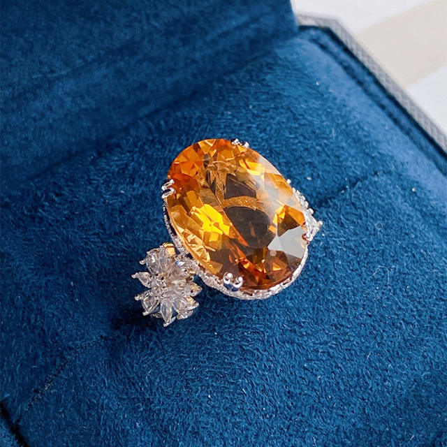 Oval shape topaz statement rings