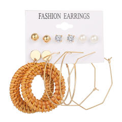 Boho straw earrings easy match earrings set