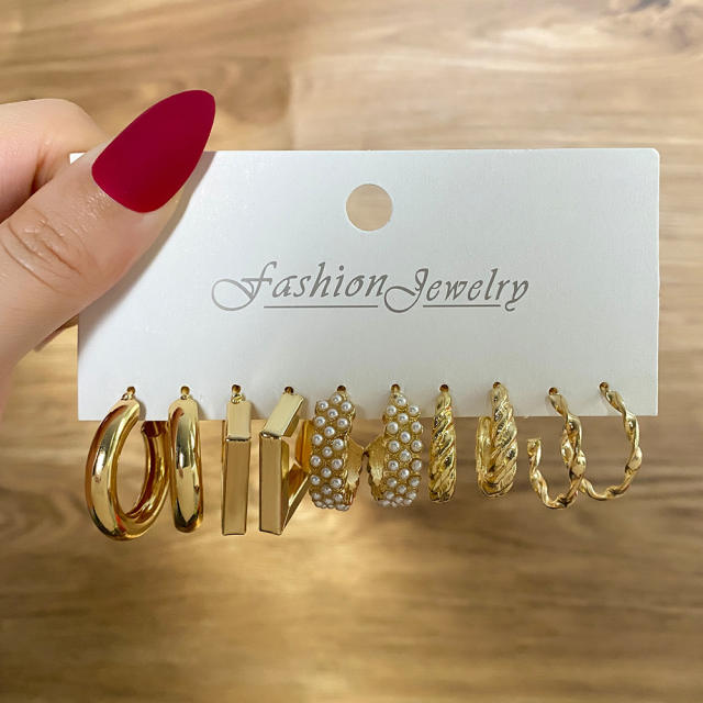 Hot sale concise color acrylic c shape earrings set