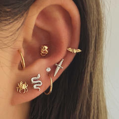 Tassel butterfly leaf ear cuff set