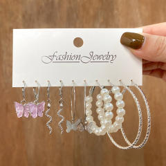 Creative concise arcylic butterfly earrings set