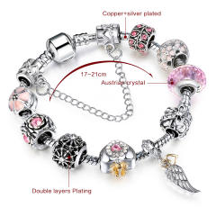 Sweet pink color crystal beads diy bracelet