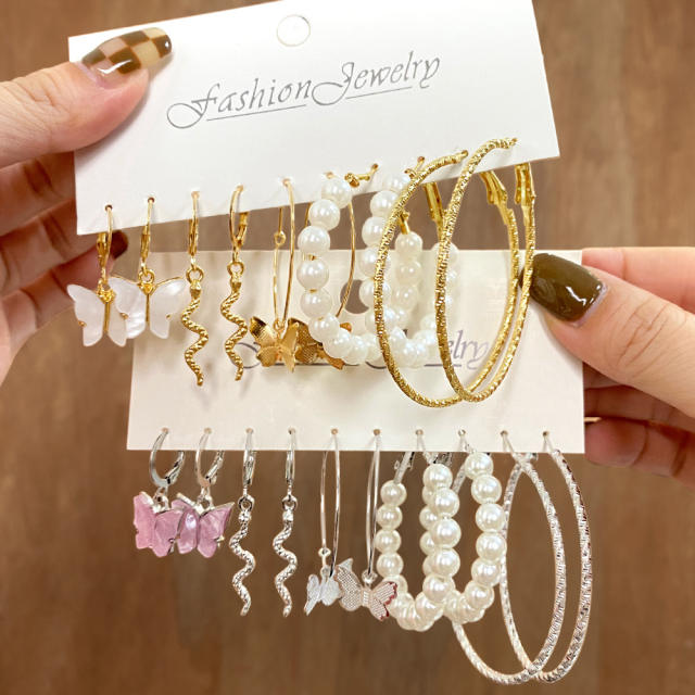 Creative concise arcylic butterfly earrings set