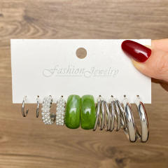 Hot sale concise color acrylic c shape earrings set