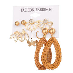Boho straw earrings easy match earrings set
