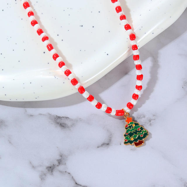 Creative colorful seed beads christmas necklace