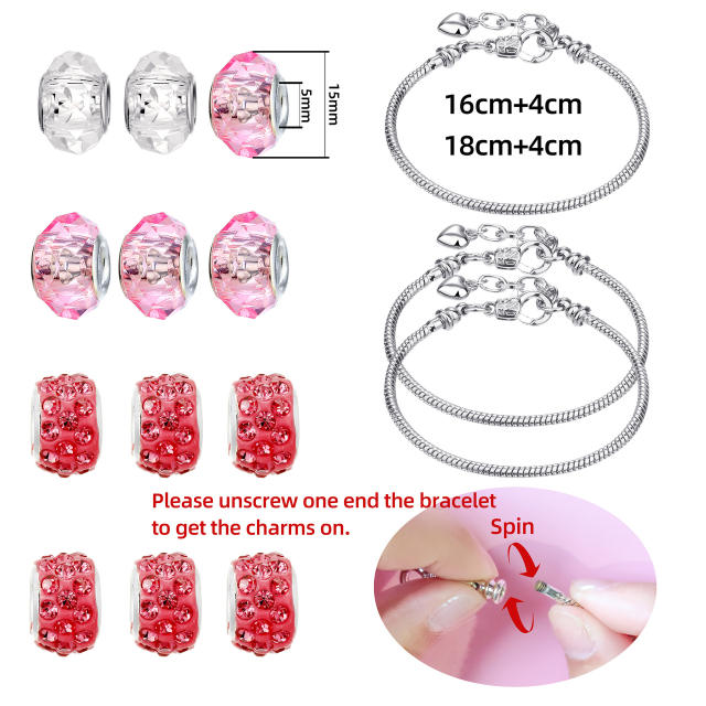 56pcs heart shape gift bag diy bracelet set for kids